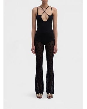MACCAPANI Mono Dance De Viscosa Acanalada Y Poliamida Con Motivo Floral - Negro