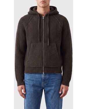 DUNST Hooded Ribbed Wool-Blend Cardigan With Zip Closure - Black