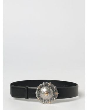 Pinko Leather Belt With Engraved Buckle - White