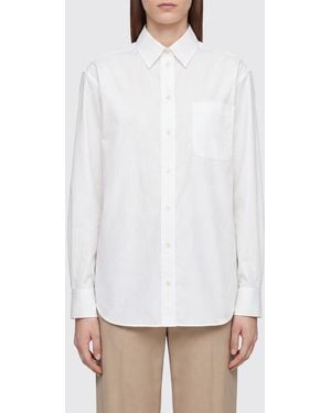 The Row Cotton Poplin Shirt With Classic Collar And Patch Pocket - White