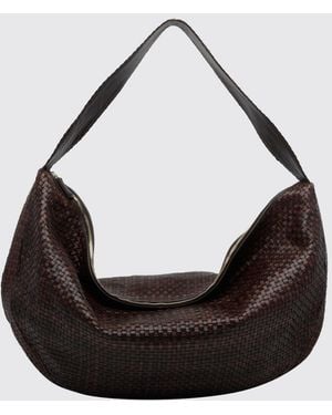 IBELIV Clip Woven Calf Leather Hobo Bag With Zip Closure - Black