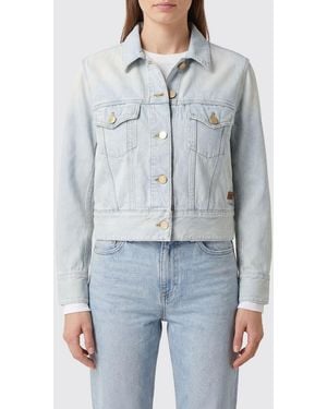 Jacob Cohen Bleached Denim Jacket With Patch Pockets And Classic Collar - Blue