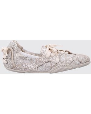 Acne Studios Cracked Leather Ballerinas - Natural