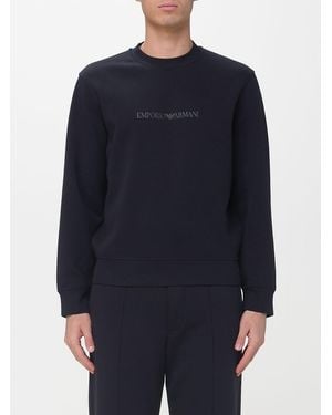 Emporio Armani Crew Neck Sweatshirt With Logo - Blue