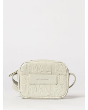 ARMANI EXCHANGE Grained Synthetic Leather Bag With Embossed Logo - Natural