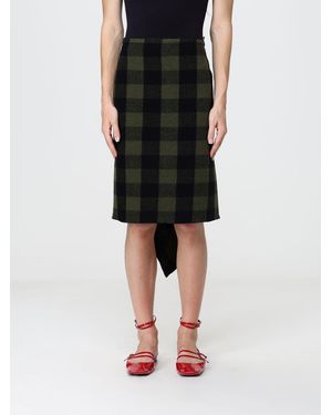 N°21 Mini-Jupe Asymétrique Taille Haute En Laine Mélangée À Carreaux - Noir