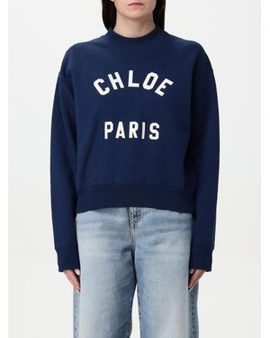 Chloé Felpa A Girocollo Con Logo - Blu