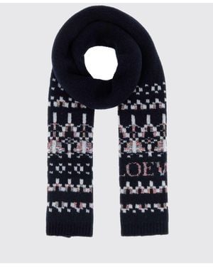 Loewe Jacquard Wool Scarf - Blue