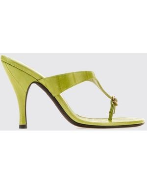 Herbert Levine Kiss And Tell Leather Thong Mules With A High Stiletto Heel - Metallic