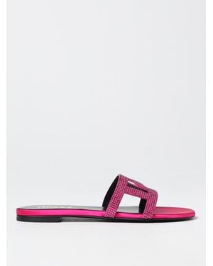Versace Sliders In Satin And Suede - Pink