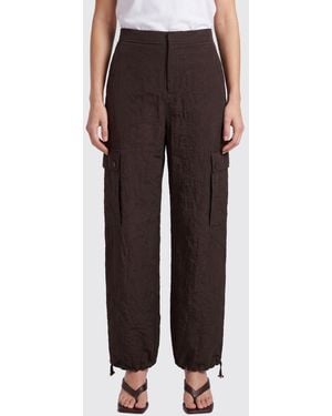 Twinset High-Waisted Viscose Blend Cargo Pants With Drawstring - Brown