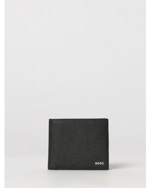BOSS Saffiano Leather Horizontal Wallet With 8 Card Slots And Logo - White