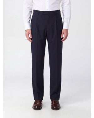 Giorgio Armani Straight-Leg Virgin Wool Tailored Trousers With Pleats - Blue