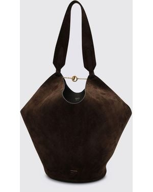 KHAITE Lotus Suede Leather Bag - Black