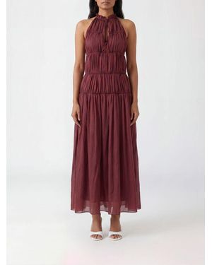 Semicouture Vestido Largo Marylou De Popelina De Algodón - Rojo