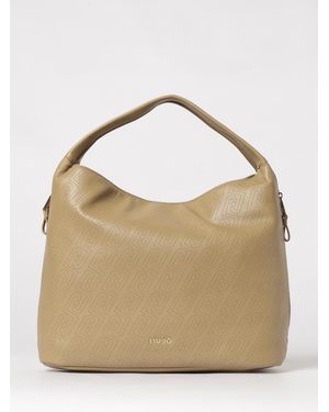 Liu Jo Kaliska Faux Leather Bag With Perforated Monogram - Natural