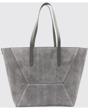 Brunello Cucinelli Bc Duo Suede Tote Bag With Monili Embellishment - Gray