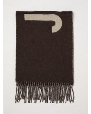 Jacquemus Cotton Scarf With Contrasting Jacquard Logo And Fringed Edges - Black