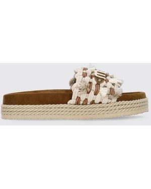 Mou Woven Canvas And Leather Sandals - White