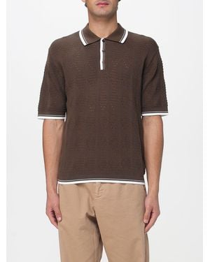 Laneus Knitted Cotton Polo Shirt - Brown