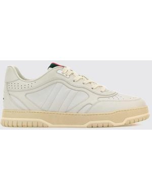 Gucci Re-Web-Sneaker Aus Leder Und Nubuk Mit Ikonischem Webstreifen - Weiß