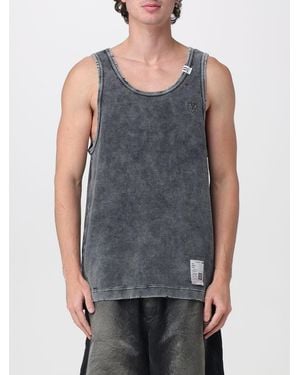Maison Mihara Yasuhiro Cotton Tank Top With U-Neck And Applied Logo - Grey