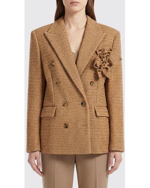 GIUSEPPE DI MORABITO Double-Breasted Cotton Blend Blazer - Natural