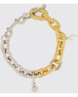 Rabanne Pulsera De Latón Plateado Con Charms Y Aplicación De Strass - Metálico