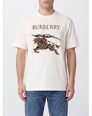Burberry Cotton T-Shirt With Vintage Check Print And Ekd Logo - White
