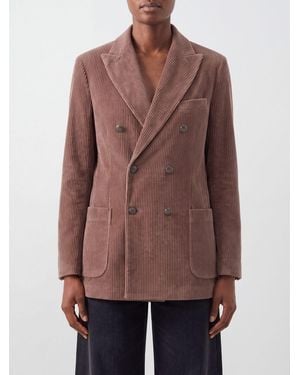 Circolo 1901 Double-Breasted Velvet Blazer With Peak Lapels - Brown