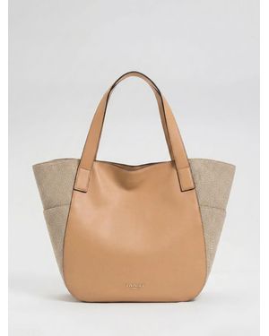 Twinset Canvas And Faux Leather Bag - Natural