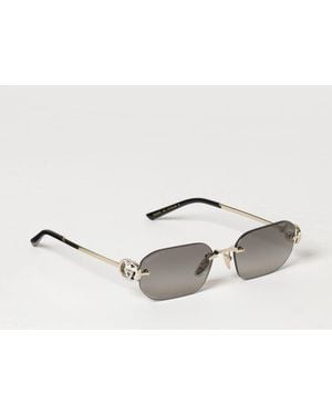Gucci Gg Monogram Rectangular Metal Sunglasses - Natural