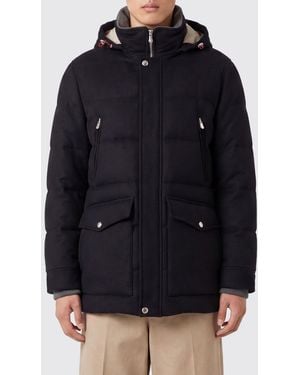 Brunello Cucinelli Padded Wool Parka With Detachable Hood - Blue