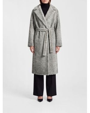 Avant Toi Alpaca Wool Dressing Gown Coat With Hood And Waist Belt - Grey