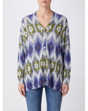 In bed with You Tie-Dye Pure Wool V-Neck Cardigan With Button Closure - Blue