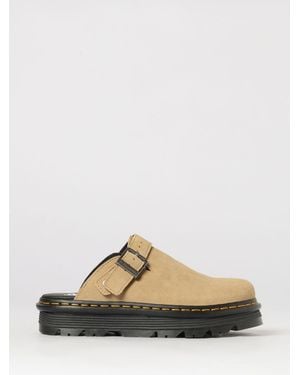 Dr. Martens Zebzag Suede Mules With Strap And Round Toe - White