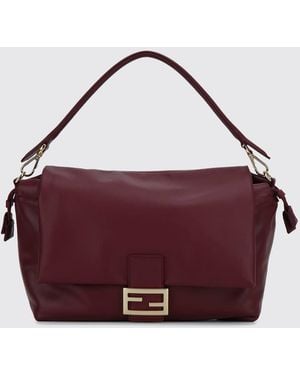 Fendi Bolso De Hombro Grande Baguette De Napa De Cordero Con Monograma Ff - Morado