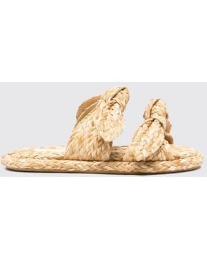 Zimmermann Sandalias Planas Carousel De Rafia Con Detalle De Nudo - Neutro
