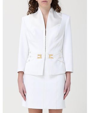 Elisabetta Franchi Belted Blazer With Logo - White