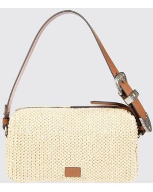 Pinko Crochet Raffia Bag - Natural