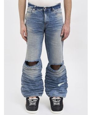 PDF Distressed Denim Flared Jeans - Blue