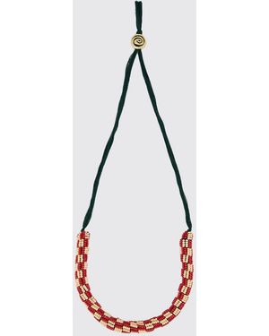 ALÉMAIS Collar De Tela Con Cuentas - Blanco