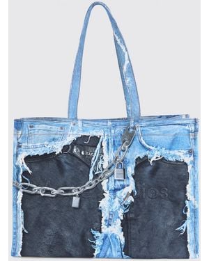 Acne Studios Cotton Trompe-L'Œil Print Bag - Blue