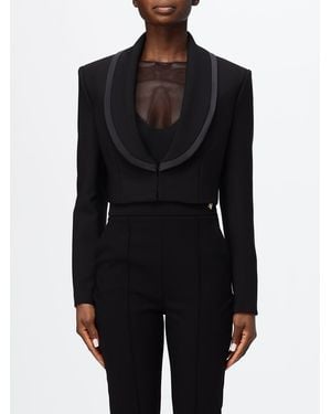 Elisabetta Franchi Cropped Crêpe Blazer With Shawl Collar - Black
