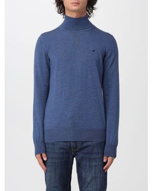 Brooksfield Basic Slim Fit Wool Turtleneck Sweater With Ribbed Trims - Blue