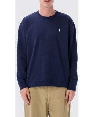 Polo Ralph Lauren Long-Sleeved Cotton T-Shirt With Embroidered Logo - Blue