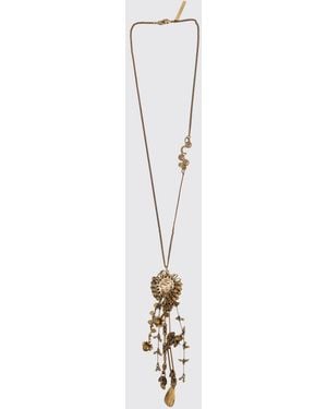 Dries Van Noten Collar De De Latón Cromado Con Colgante Deslizante - Blanco
