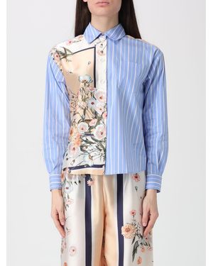 Liu Jo Cotton Blend Shirt With Patchwork Print - Blue
