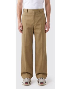Balenciaga Wide-Leg Cotton Chino Pants With A Mid-Rise Waist - Natural