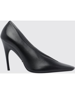 Balenciaga Duchesse Calfskin Leather Court Shoes With High Stiletto Heel - Black